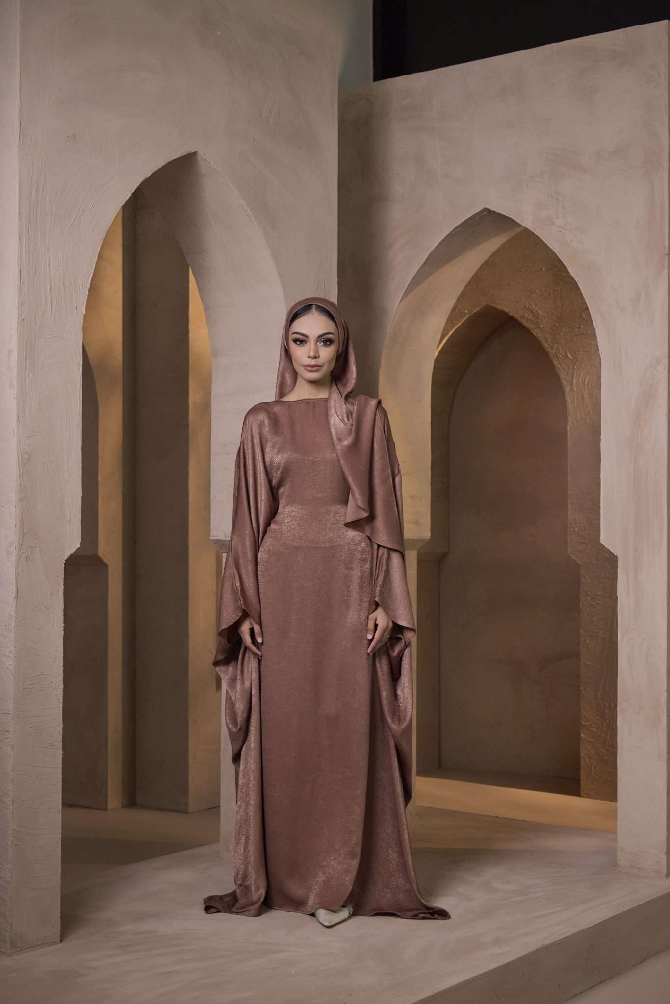 Raya by Bibayas Pret Embroidered Georgett 2 Piece Abaya Samra