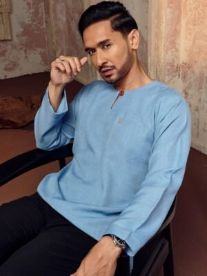 KURTA MALEEQ IN ASH BLUE